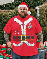 Weihnachtsmann-Shirt für Herren, Übergröße, kurzärmelig